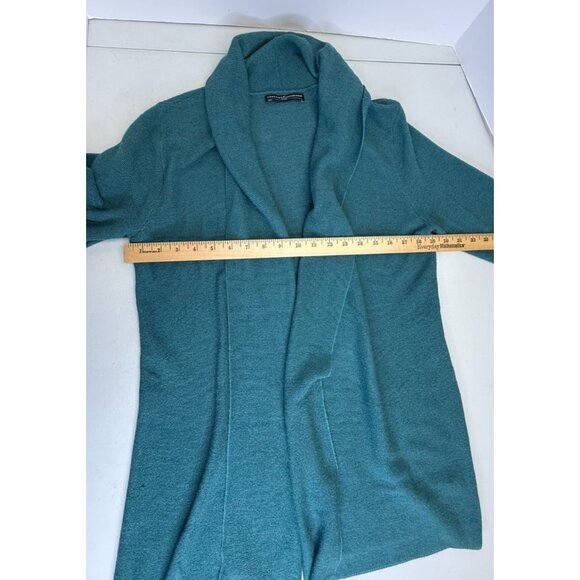 Peruvian Connection Baby Alpaca Silk Open Knit Long Cardigan Teal Green Size L - Picture 5 of 14
